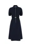 Prada Belted Midi Polo Dress With Half Zip Clothing In Blue