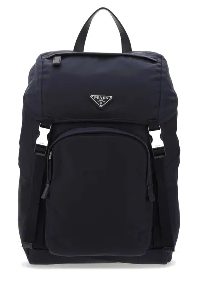 Prada Navy Blue Re-nylon Backpack In F0008