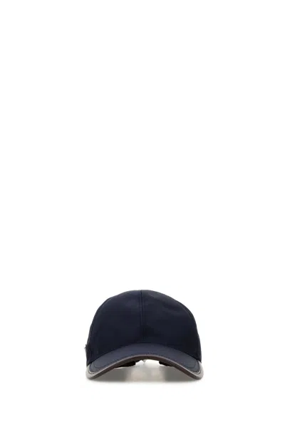 Prada Navy Blue Re Nylon Baseball Cap In Black
