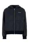 Prada Hooded Design Padded Jacket In Blue
