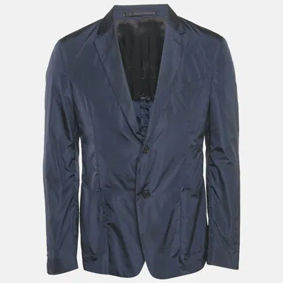 Pre-owned Prada Navy Blue Re-nylon Single Breasted Blazer L