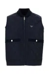 Prada Navy Blue Re-nylon Sleeveless Jacket In Multi