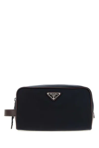 Prada Speedrock Re-nylon Shell Pouch In Blue