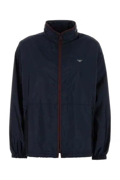 PRADA PRADA NAVY BLUE RE-NYLON WINDBREAKER