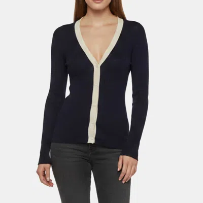 Pre-owned Prada Navy Blue Rib Knit Long Sleeve Cardigan S
