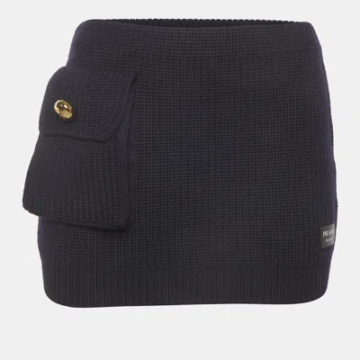 Pre-owned Prada Navy Blue Rib Knit Mini Skirt S