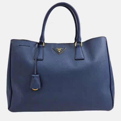 Pre-owned Prada Navy Blue Saffiano Lux Leather Gardener's Tote