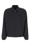 Prada Navy Blue Solid Jacket In Blue