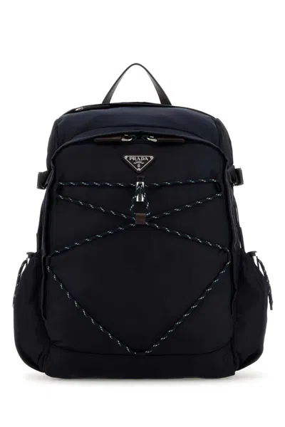 Prada Navy Blue Speedrock Backpack In Black