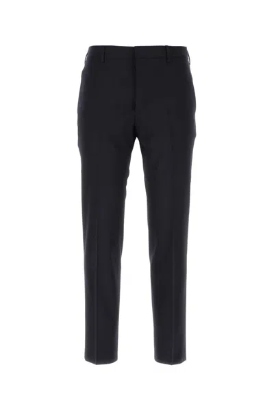 PRADA PRADA NAVY BLUE STRETCH WOOL PANT