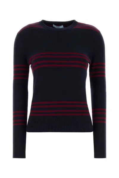 PRADA WOMEN NAVY BLUE STRIPED SWEATER, L LUXURY SWEATERS & KNITWEAR FOR WOMEN DARVEYS