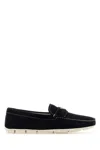 Prada Blue Suede Loafers In Navy Blue