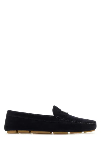 PRADA NAVY BLUE SUEDE LOAFERS
