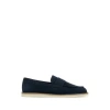 Prada Round Toe Loafers In Blue