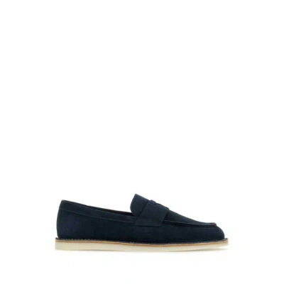 PRADA NAVY BLUE SUEDE LOAFERS