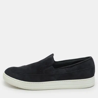Pre-owned Prada Navy Blue Suede Slip On Loafers Size 42