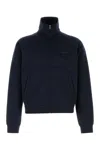 Prada High Collar Cuffs Hem Side Pockets In Blue