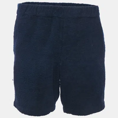Pre-owned Prada Navy Blue Terry Cotton Shorts L