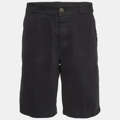 Pre-owned Prada Navy Blue Washed Distressed Cotton Bermuda Shorts S