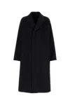 Prada Wool Blend Coat With Buttoned Cuffs In Navy Blue