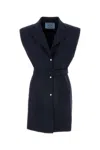 Prada Wool Vest With Belted Waist And Notched Lapels