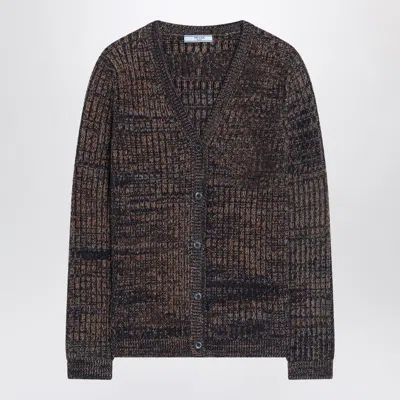 PRADA PRADA NAVY BLUE/RUST CARDIGAN IN AND