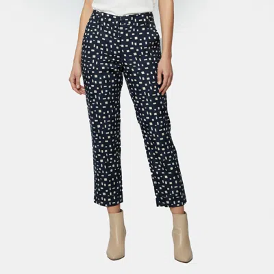Pre-owned Prada Navy Blue/white Geometric Print Silk Trousers M