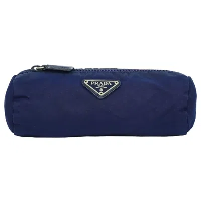 Prada Navy Canvas Clutch Bag () In Blue