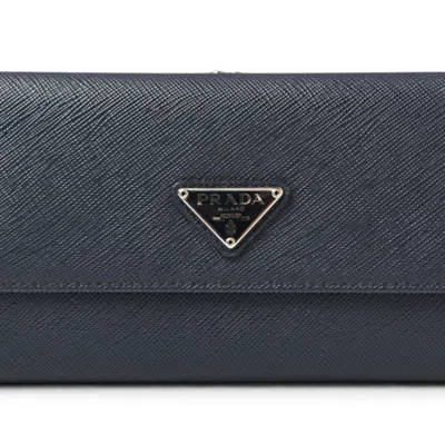 Pre-owned Prada Navy Leather Coin Purse/coin Case ()