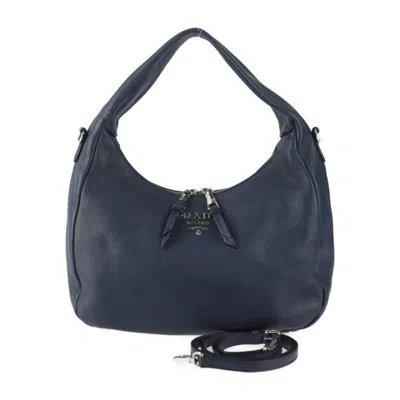 Pre-owned Prada Navy Leather Handbag Shoulder Bag () In Blue