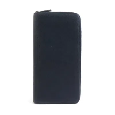 Pre-owned Prada Navy Leather Long Wallet (bi-fold) ()