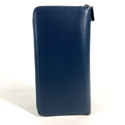 Pre-owned Prada Navy Saffiano Long Wallet (bi-fold) ()