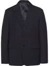 Prada Navy Single Breasted Blazer In Navy Blue