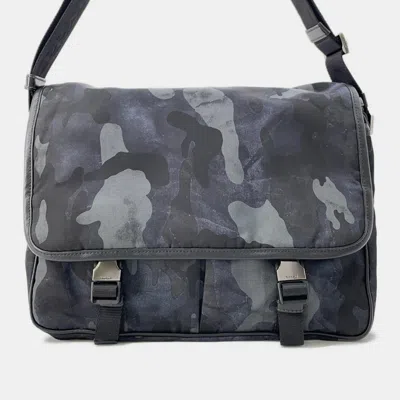 Pre-owned Prada Navy/black Nylon And Leather Messenger Bag