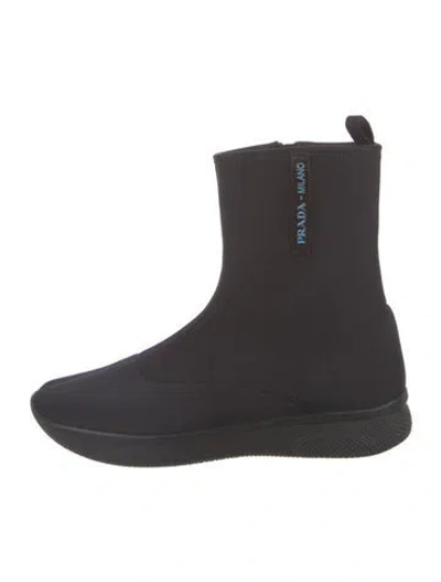 Pre-owned Prada Neoprene Boots In Black