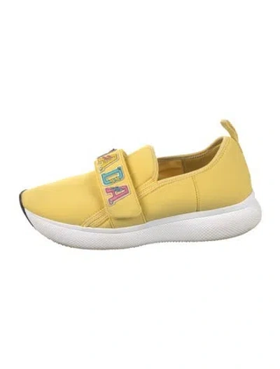 Pre-owned Prada Neoprene Printed Sneakers In Yellow
