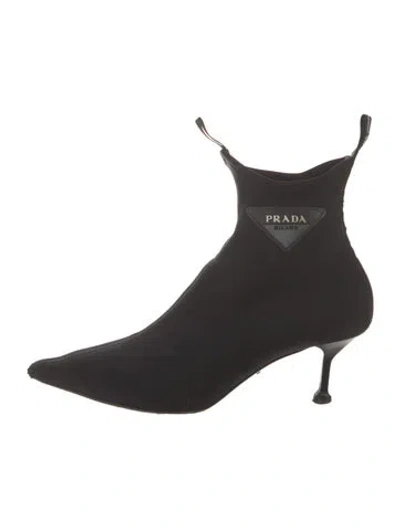 Pre-owned Prada Neoprene Sock Boots In Black