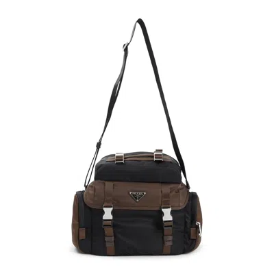 Prada Nero Bruciato Bandoliera Bag In Black