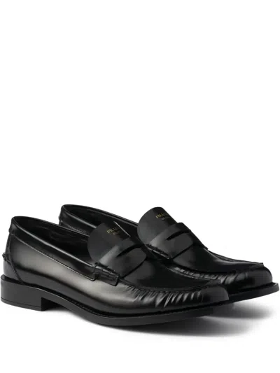 Prada Nero Cuoio Lambskin Loafer In Black