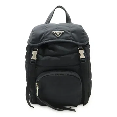 Pre-owned Prada Nero Nylon Leather Backpack ()