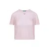Prada Triangle Logo Net Cropped T-shirt In Purple