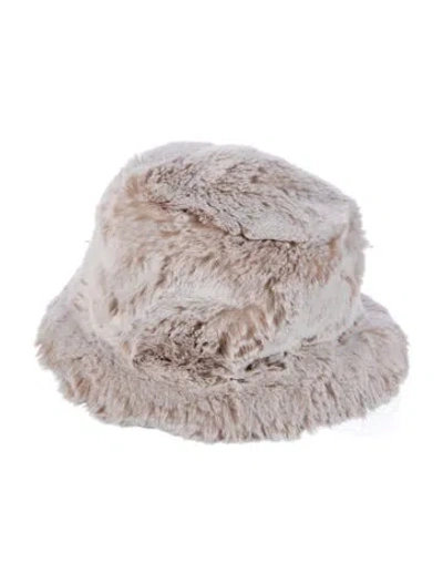 Pre-owned Prada Neutral Faux Fur  Bucket Hat. Designer Size M.