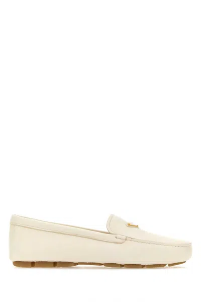 Prada Neutrals Loafers With Subtle Branding In White
