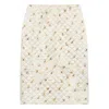 Prada Womens Yellow Floral-print Quilted Satin Knee-length Skirt In White