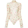 Prada Floral Mesh Bodysuit In White
