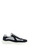Prada Chunky Black Sneakers With Textured Panels In Blue