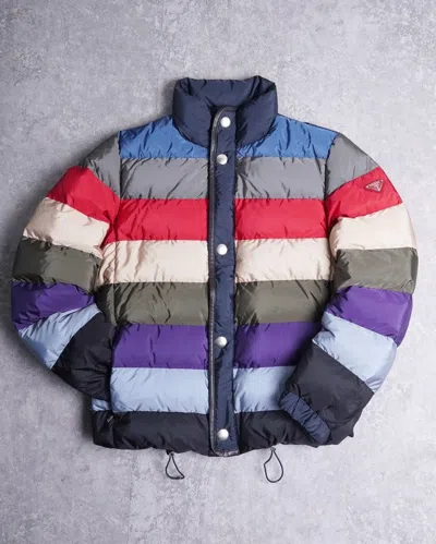 Pre-owned Prada (new) Fw14 Rainbow Colorblock Puffer Jacket In Multi