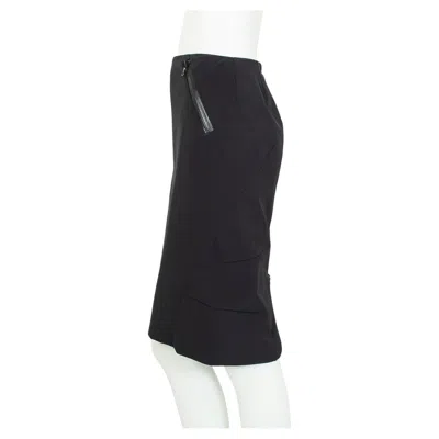 Pre-owned Prada New  Black Corset-seam Pencil Skirt With Vinyl Zippers And Vent – S, 2001