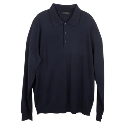 Pre-owned Prada New  Men Sweater Polo Style Knit Size It54, Large In Black