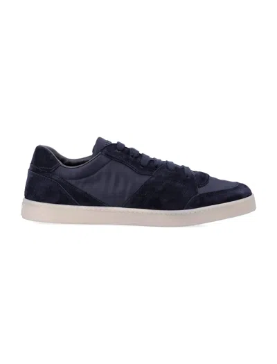Prada Re Nylon Suede Leather Cupsole Sneakers In Blue